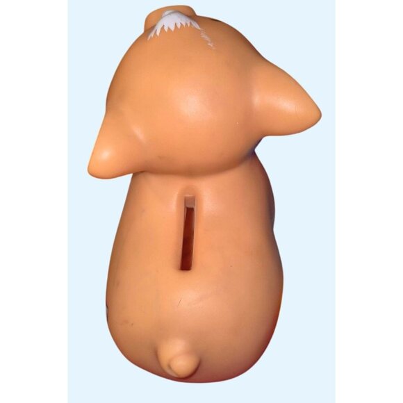 Vintage Russ Berrie Piggy Bank Collectible Rubber Toy With Blue Eyes & Safety Pi - Picture 5 of 7